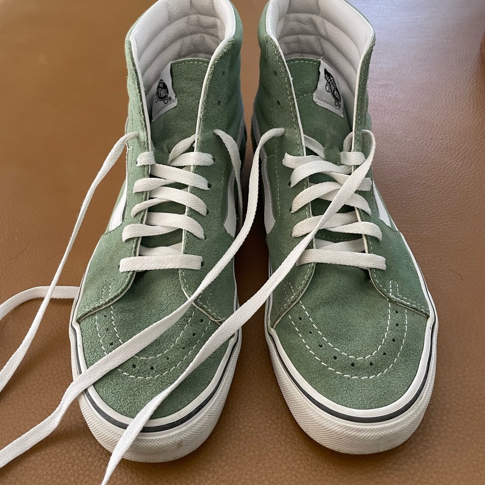 Vans Green and White High-Top Sneakers — great condition!